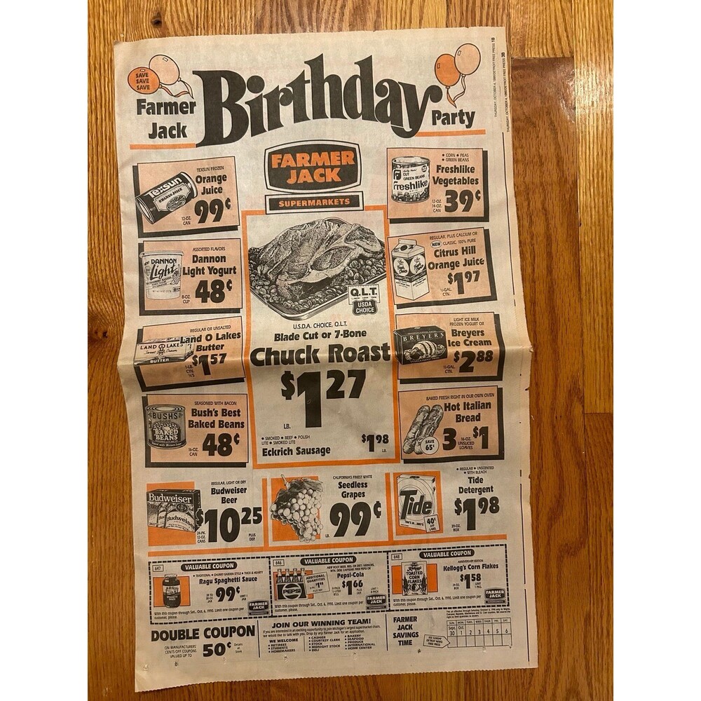 Vintage Farmer Jack ad advertising 1990
